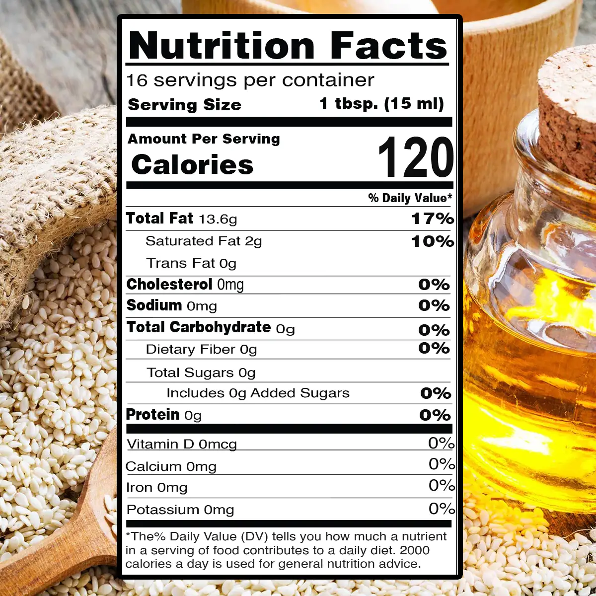 Organic Unrefined Sesame Oil Nutritional Facts
