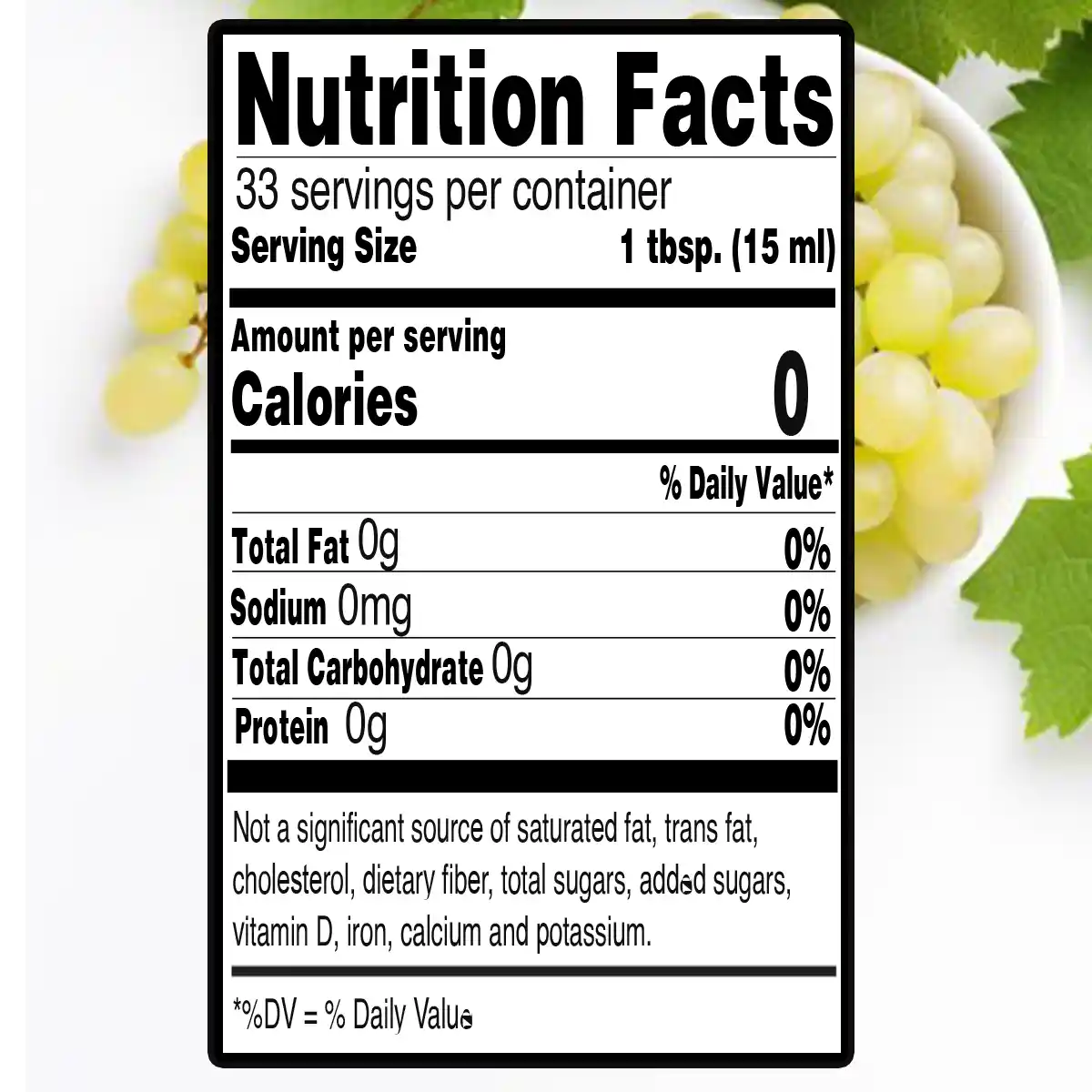 ORGANIC WHITE VINEGAR NUTRITION FACTS 500 ML