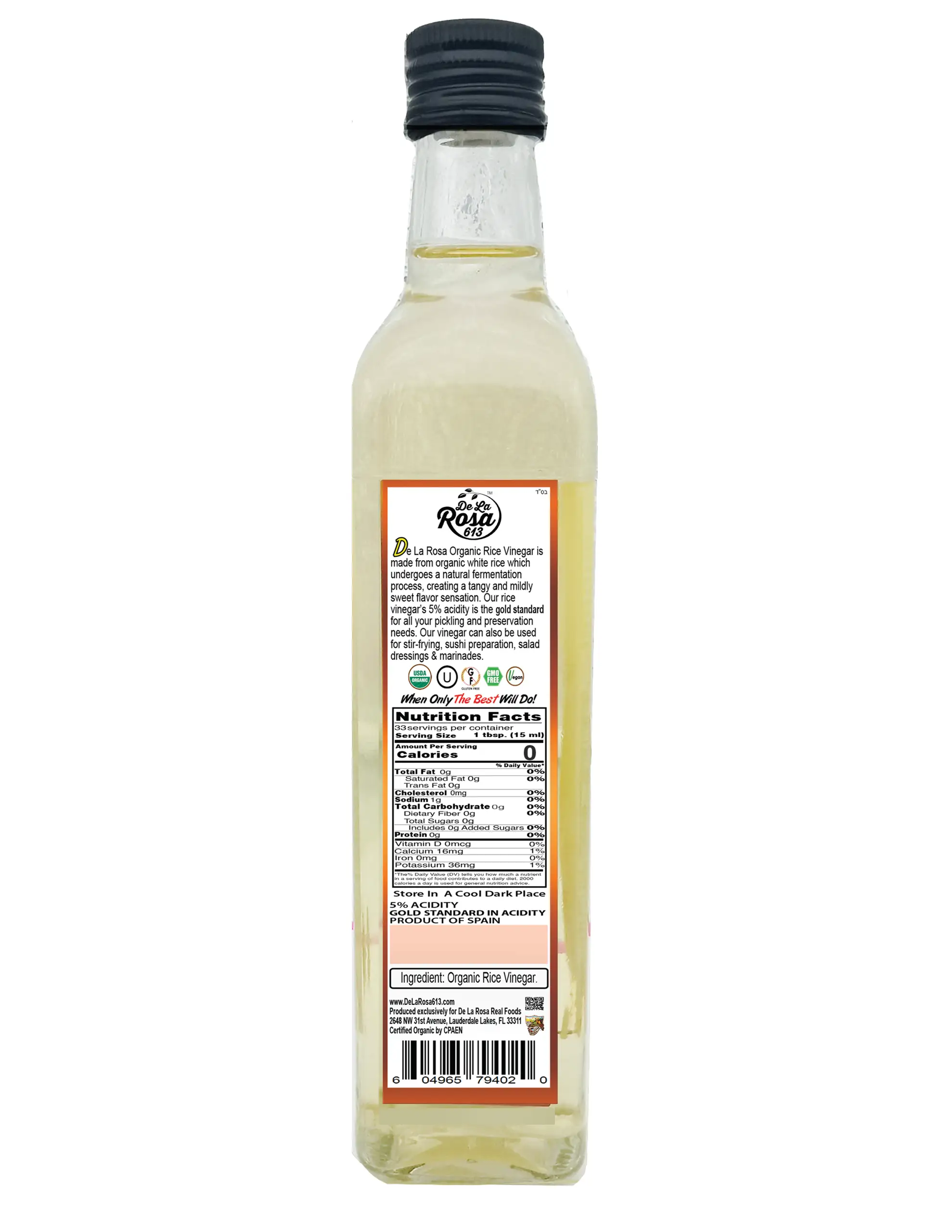 Organic Rice Vinegar 500ML BACK
