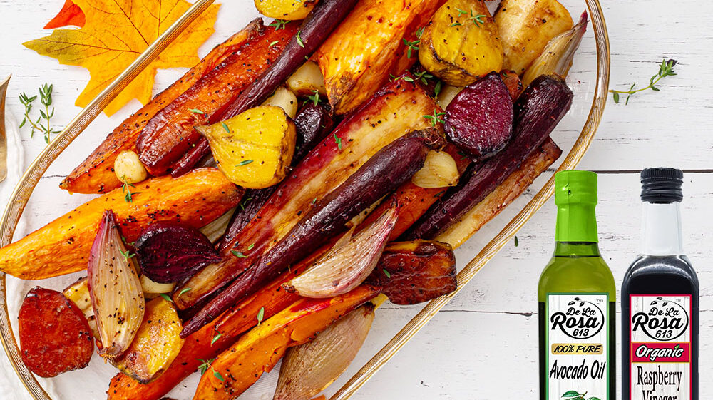 Root vegetables recipe pin image
