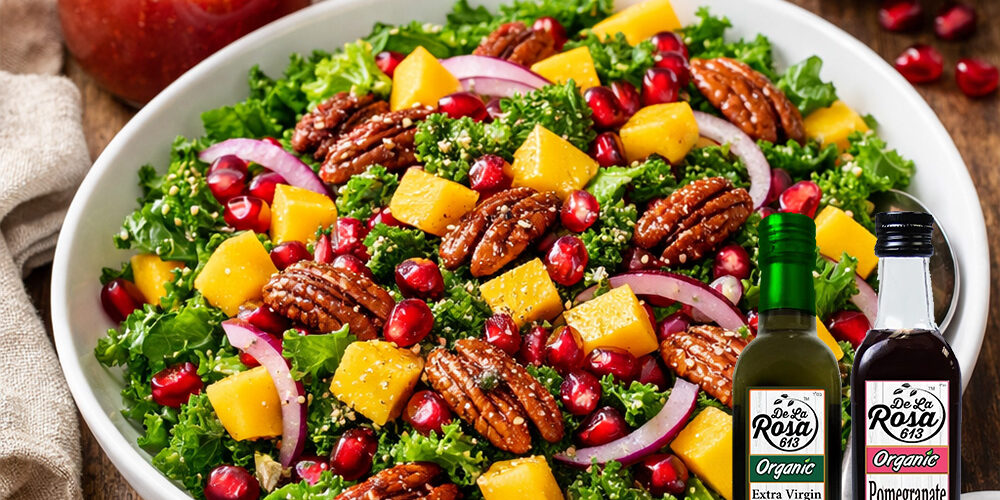 recipe-post_pomegranate_evoo_kale_mango_salad_Square recipe post pomegranate evoo kale mango salad Square