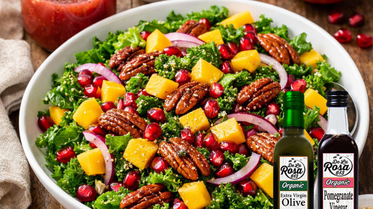 recipe post pomegranate evoo kale mango salad Square