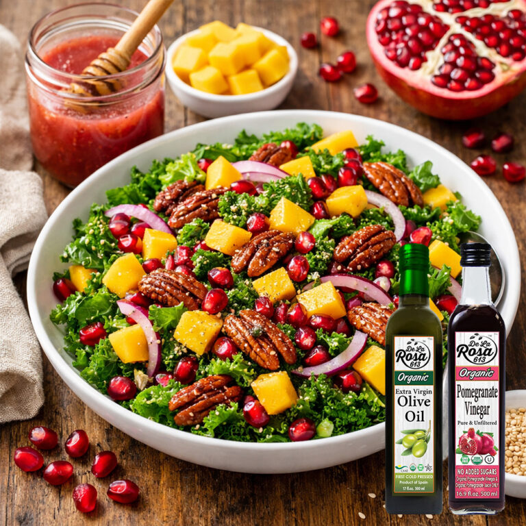 recipe post pomegranate evoo kale mango salad Square
